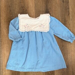 Cecil and Lou,Blue Long Sleeve Dress with Embroidered Collar